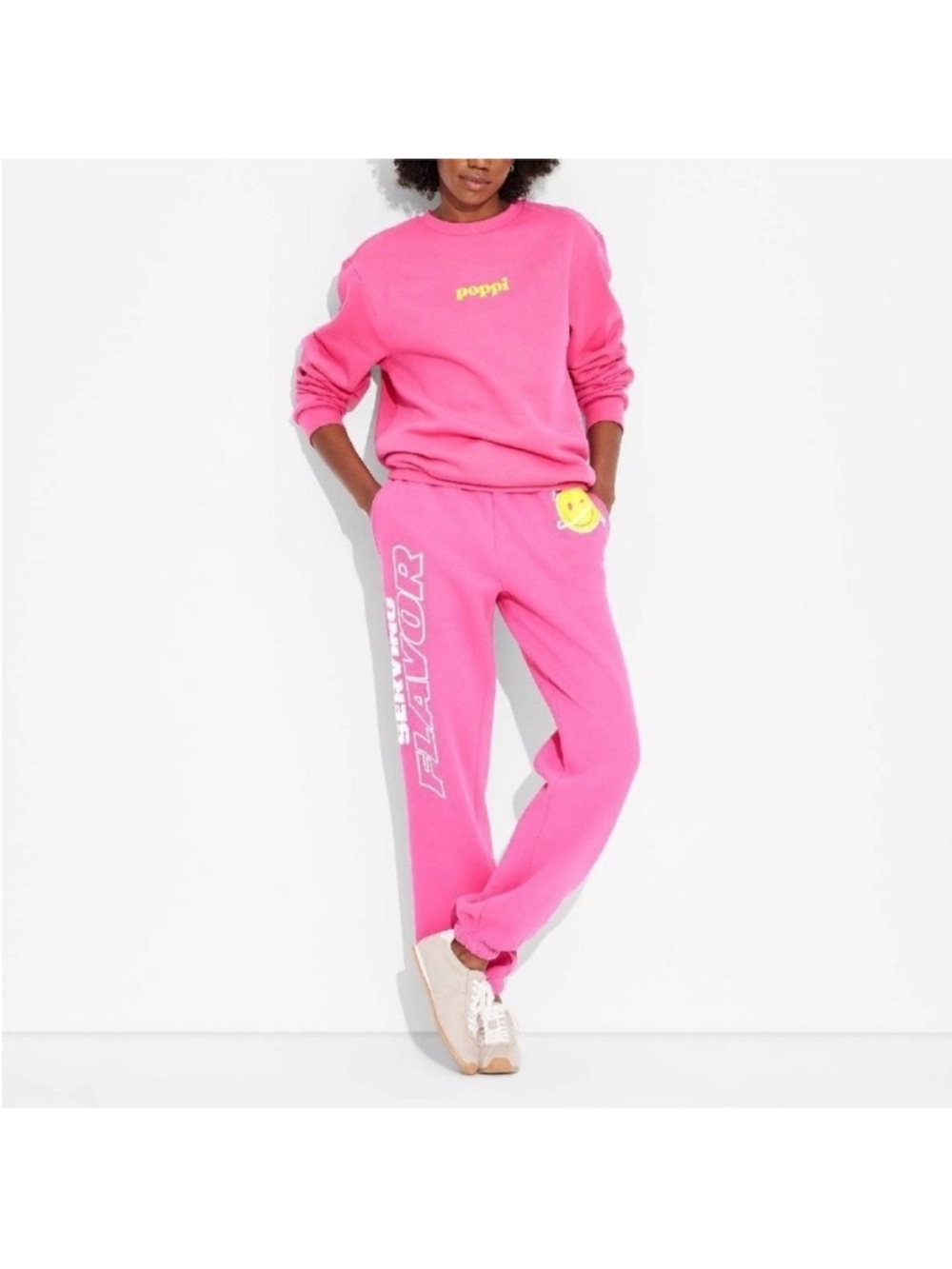 Poppi Hot Pink Sweatpants with White Side Lettering
